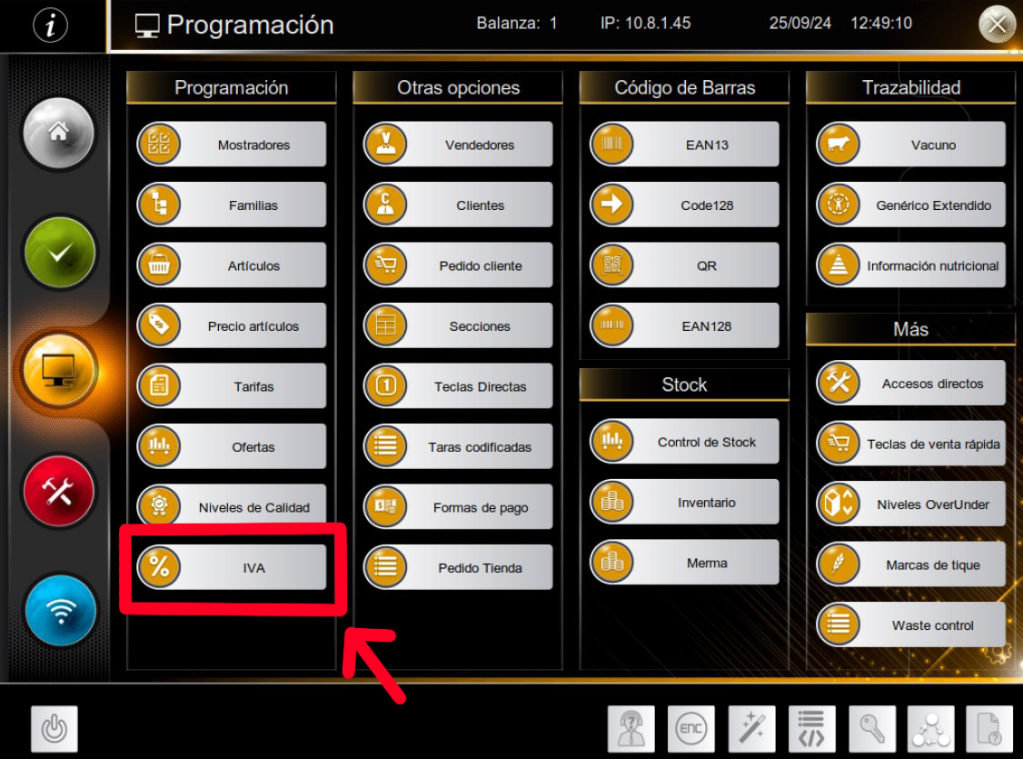 Configuración Balanzas Epelsa - IVA y R.E.